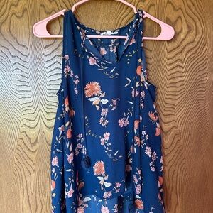 BB Dakota Floral Blue Pink Sleeveless Tank Top